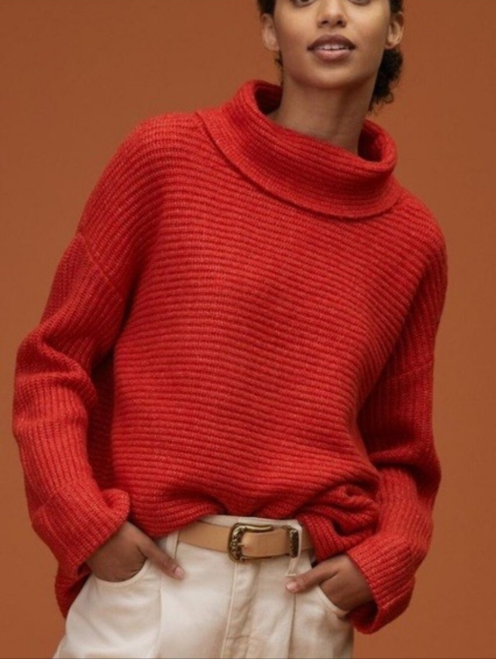 Anthropologie Pilcro Red Cowl Neck Sweater Size M
